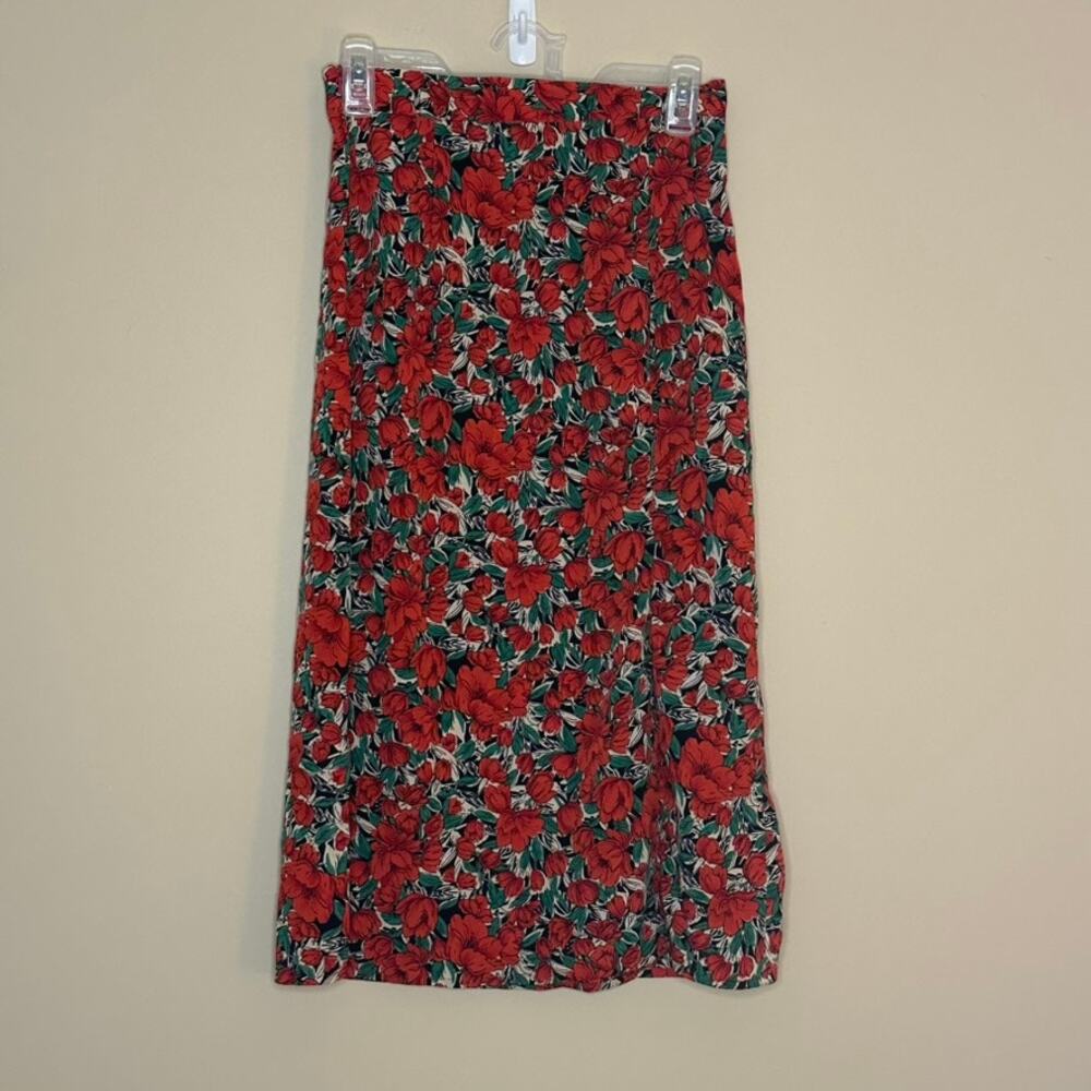 SHEIN Skirt Red Flowers S 4